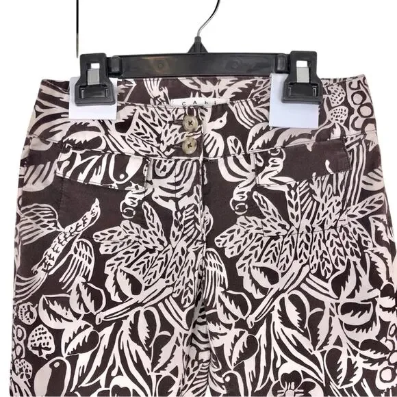 CAbi Serengeti Cropped Pants Brown White Tropical Print Sunset Keyna Style 351 - Picture 8 of 16